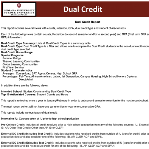 Dual Credit Report